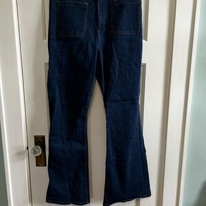 LOFT Women's Dark Flare Blue Jeans